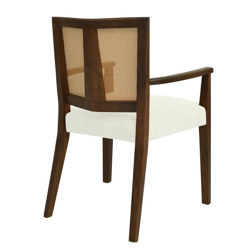 Mid-Century Modern Dining Chair with Rattan Back(Set of 2)