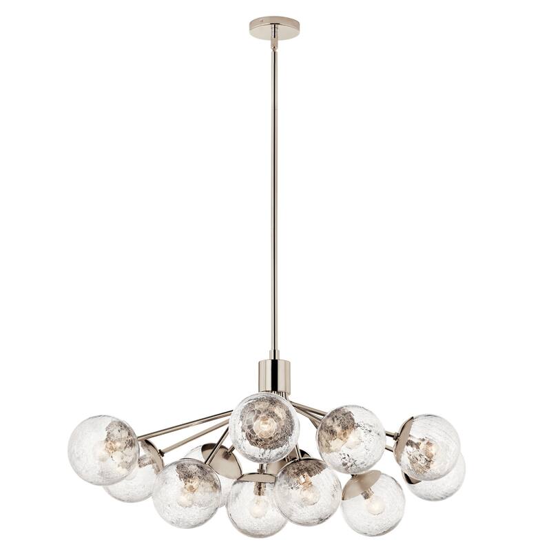 Kichler Lighting Silvarious Crackle Glass Convertible Chandelier - 48 in - Polished Nickel
