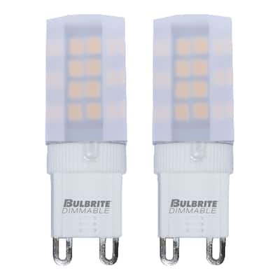 Bulbrite Pack of (2) 4.5 Watt Dimmable Frost Mini T4 Bi-Pin (G9) LED Bulb - 340 Lumens, 3000K, and 80 CRI