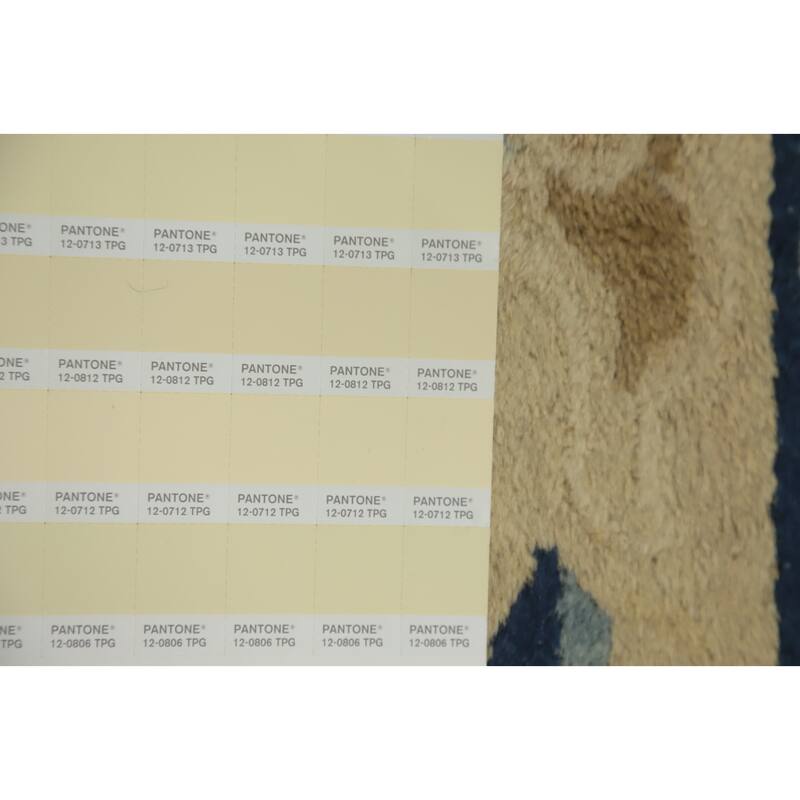 Hand Knotted Oriental 100% Wool Carpet Traditional Floral Navy Blue & Blues Art Deco Area Rug - 8' 9'' X 5' 10''