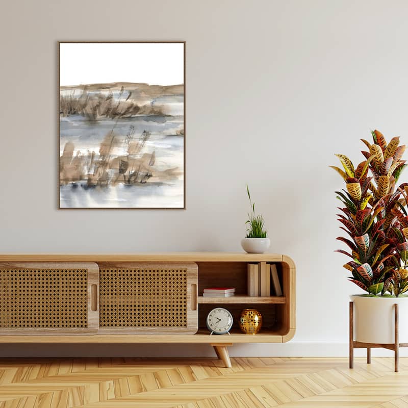 Blue-Grey Marsh IV by Ethan Harper Framed Canvas Wall Art - Sylvie Beaded Bronze