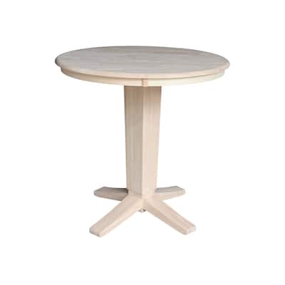 36 in Solid Wood Round Top Counter Height Pedestal Dining Table