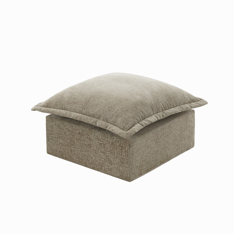 Comfy Cloud Chenille Upholstered Modular Sectional Ottoman - Camel