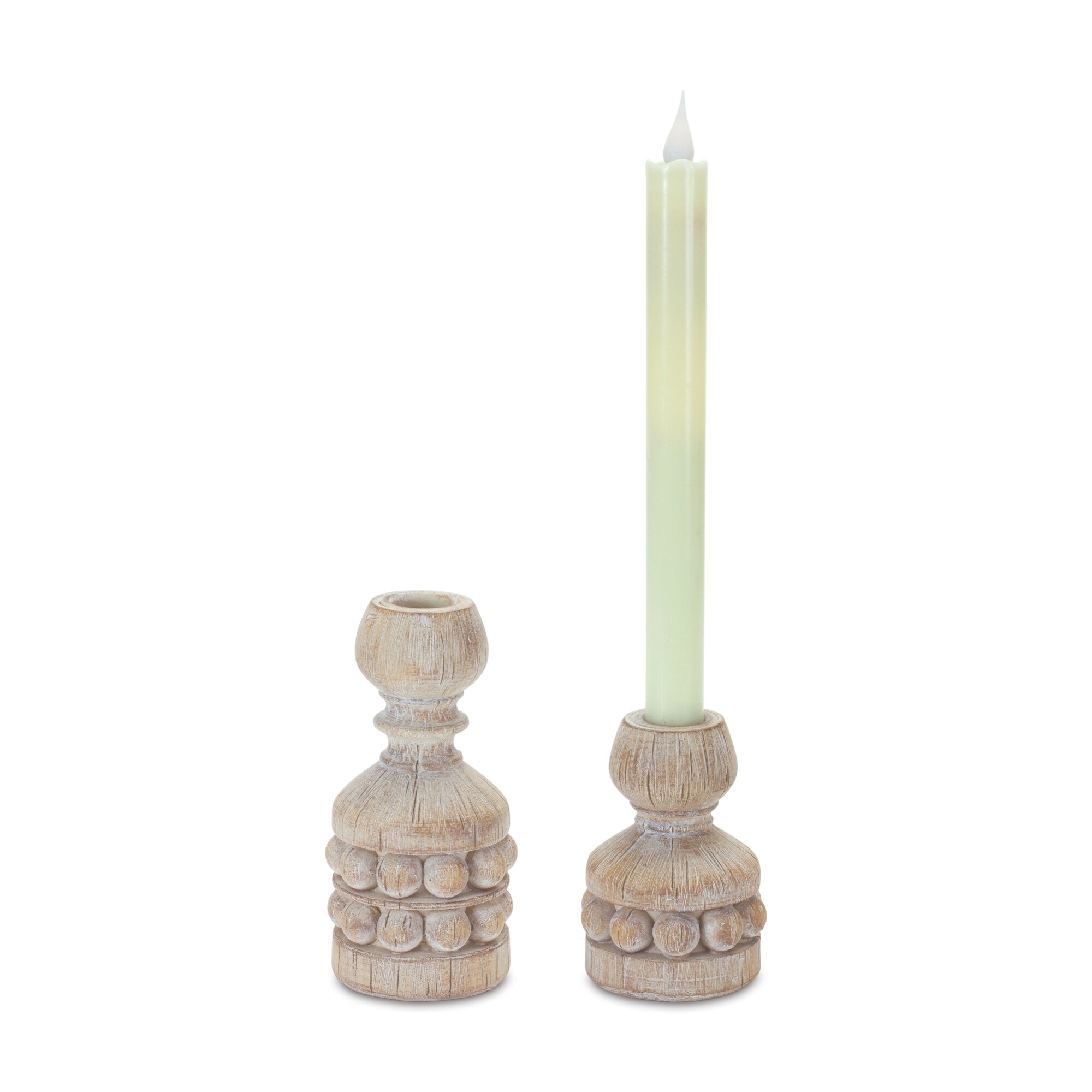 Beaded wood candle plate outlet