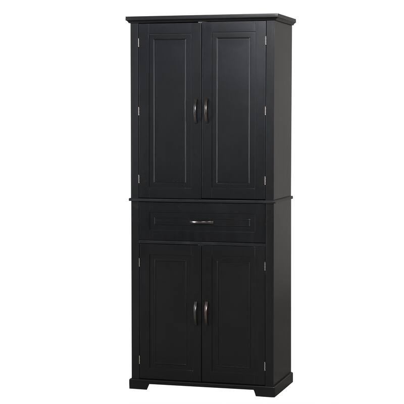 Tall Bathroom Storage Cabinet with Drawer and Adjustable Shelf, Waterproof Pantry Cabinet with Door Racks