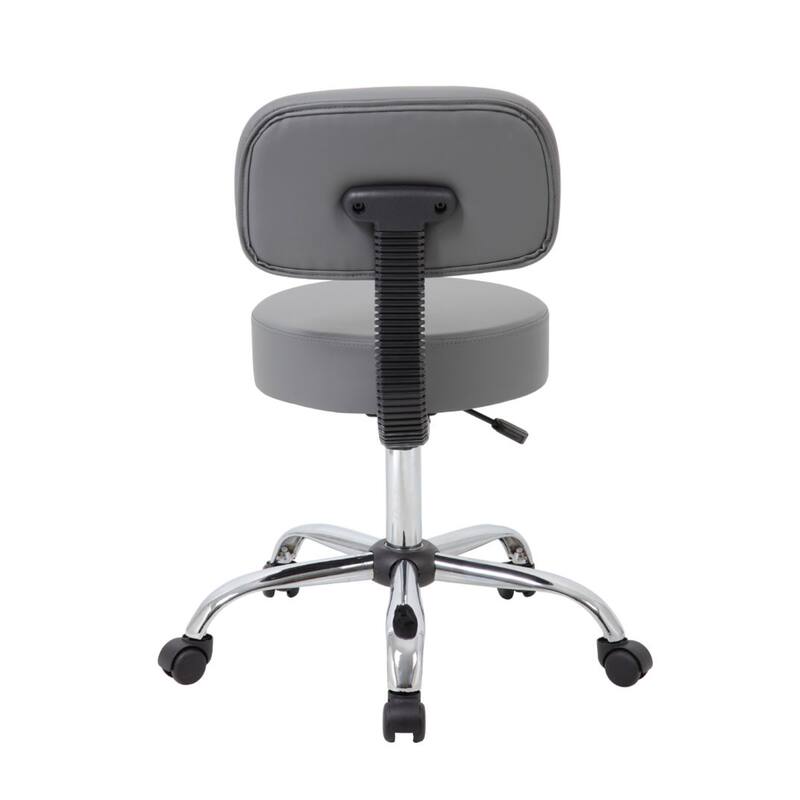Fea Medical Drafting Swivel Stool, Round Gray Padded Seat & Low Back