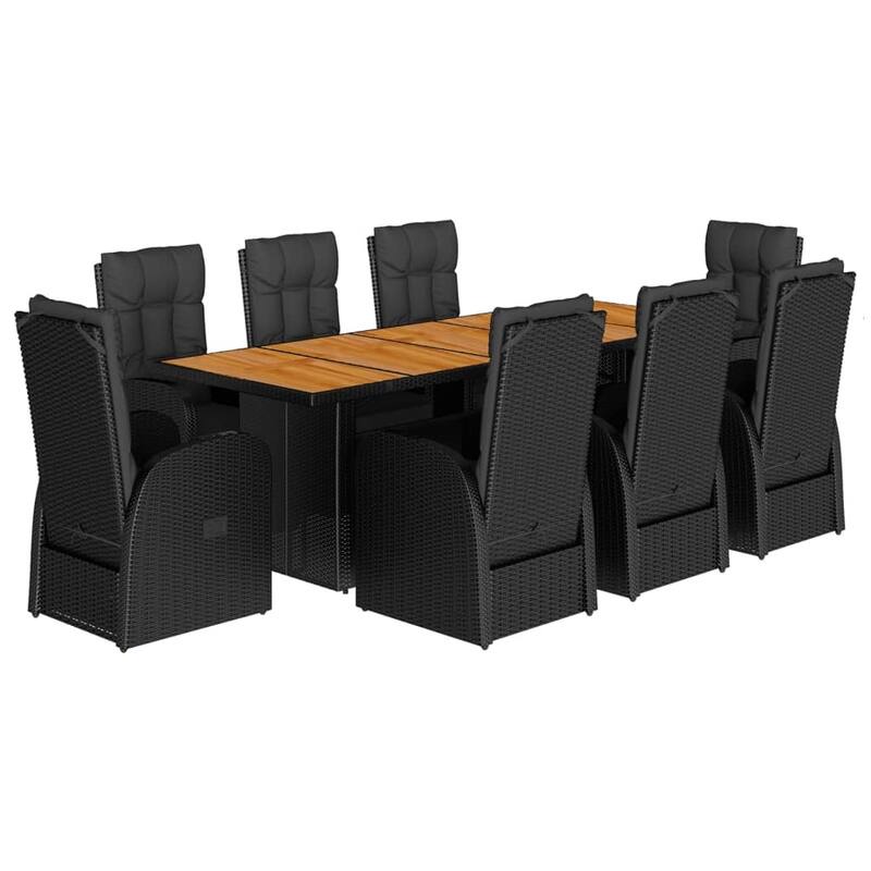 vidaXL Garden Dining Set Black - 35.4 x 94.5 x 29.5