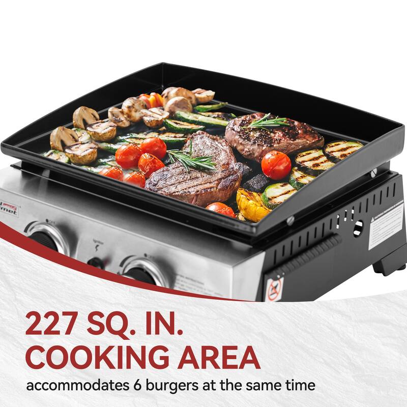 Royal Gourmet Portable 2-Burner Portable Grill Griddle,Black & Silver