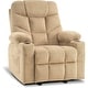 preview thumbnail 1 of 5, Mcombo Manual Glider Rocker Recliner with Cup Holders for Nursery, USB Ports, 2 Side & Front Pockets, Plush Fabric 8002 Beige