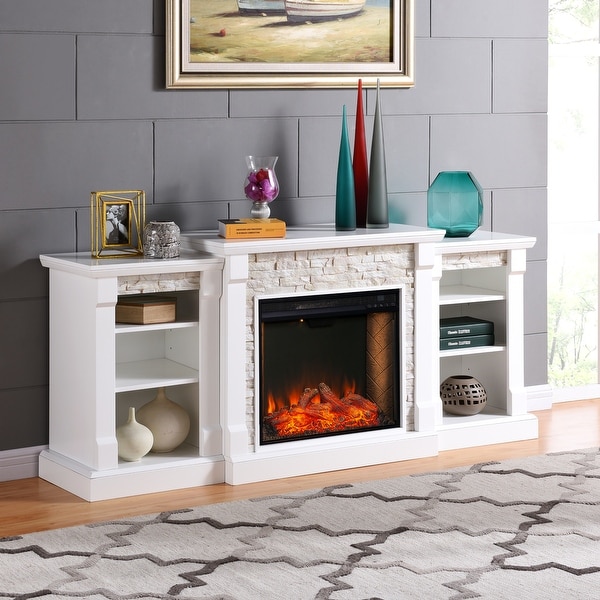 Copper Grove Gordon Alexa Enabled Fireplace with Bookcases. Opens flyout.