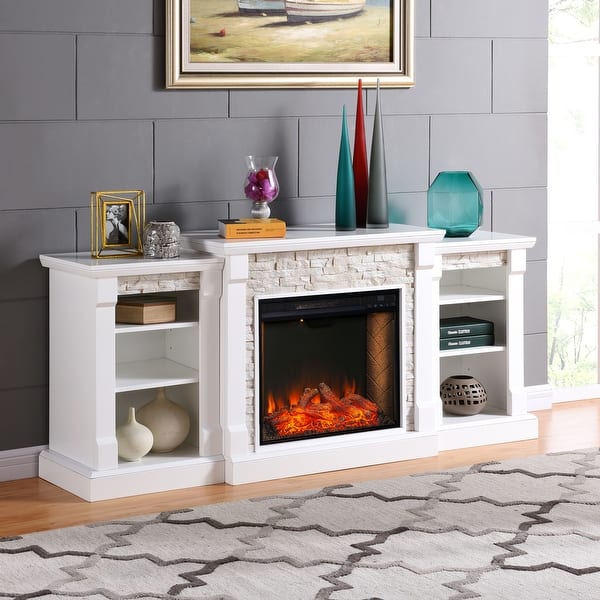 Shop Copper Grove Gordon Alexa Enabled Fireplace With Bookcases