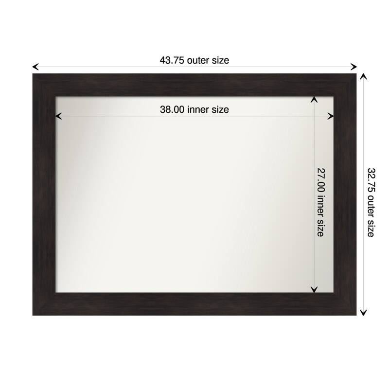 Furniture Espresso Framed Non-Beveled Custom Wall Mirror, Bathroom Vanity Mirror - Outer Size: 43.75 x 32.75