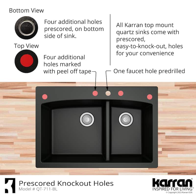Karran Drop-In Quartz Double Bowl Kitchen Sink