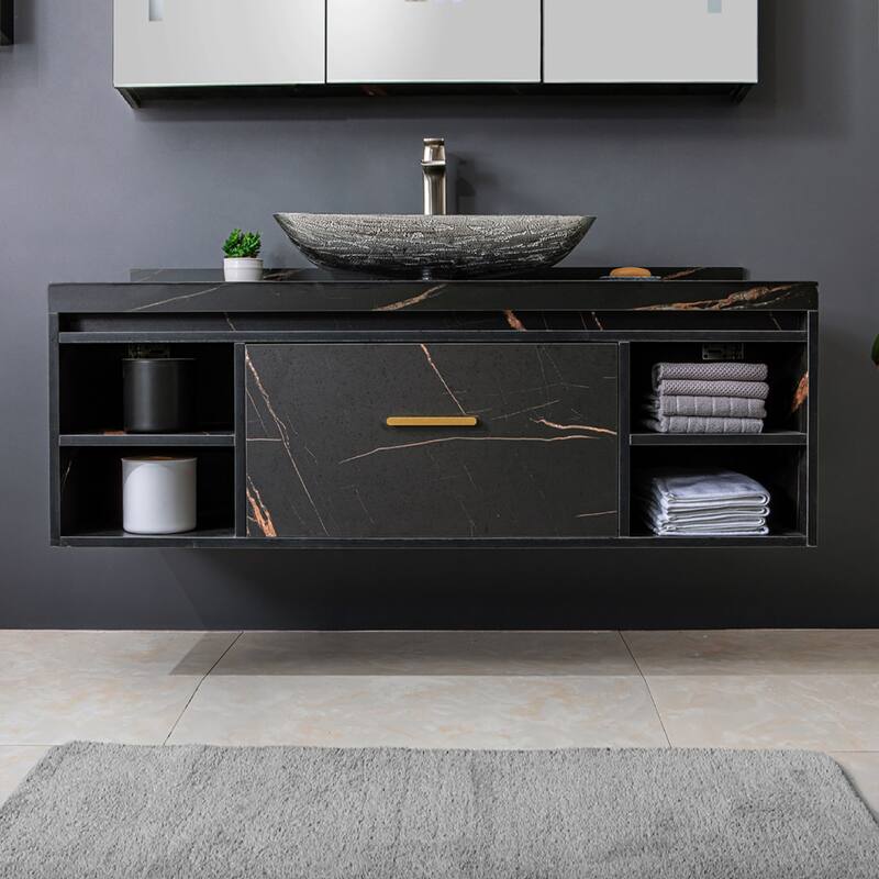 Vinnova Glass Rectangular Vessel Bathroom Sink without Faucet