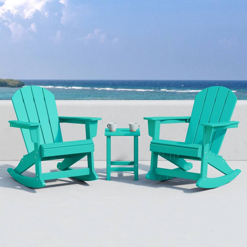 Laguna Hdpe All Weather Outdoor Patio Rocking Chairs With Side Table (3-Piece Set)
