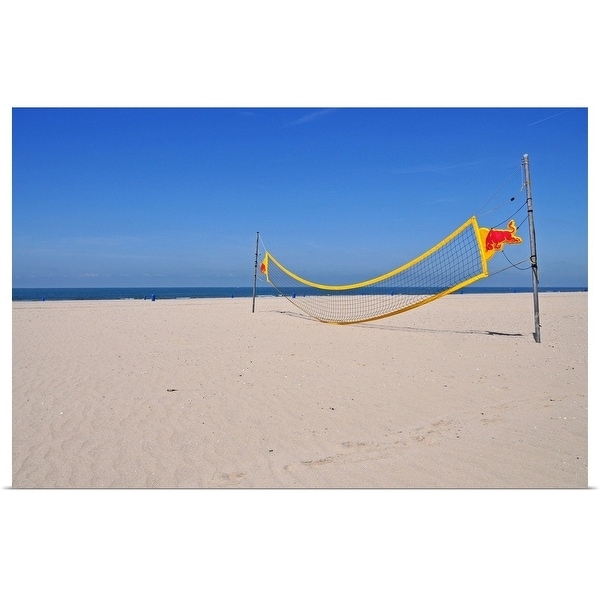 "Volleyball net on beach with blue sky." Poster Print