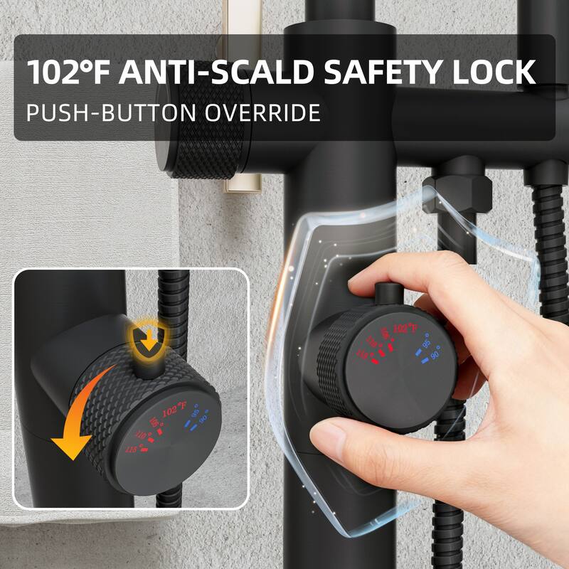 Modland 46''H Outdoor Shower System 316 Stainless Steel Thermostatic Freestanding Poolside Faucet with Swivel Spout - 46'' H