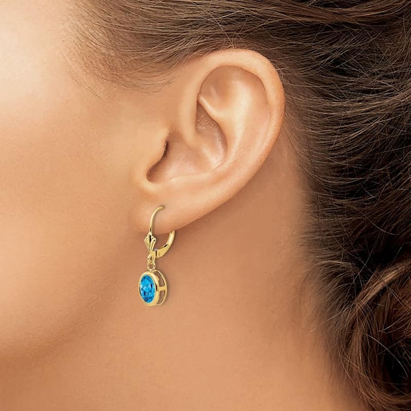 Curata 14k Yellow Gold 8x6mm Oval Genuine Gemstone Leverback Earrings - 27mm x 8mm