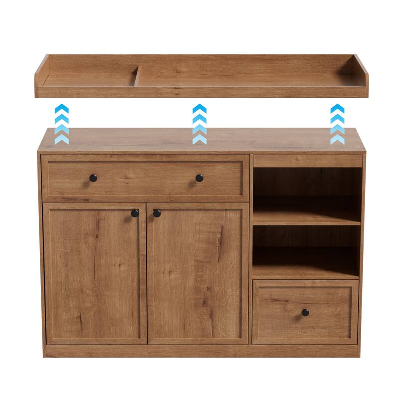 Changing Table Dresser with Drawers and Shelves