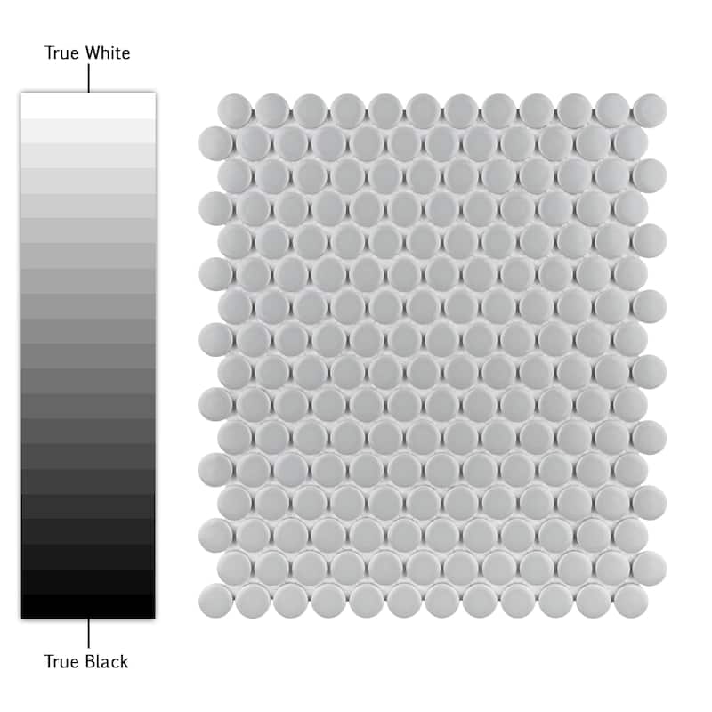 Merola Tile Metro Penny Matte Light Grey 9-3/4" x 11-1/2" Porcelain Mosaic Floor and Wall Tile