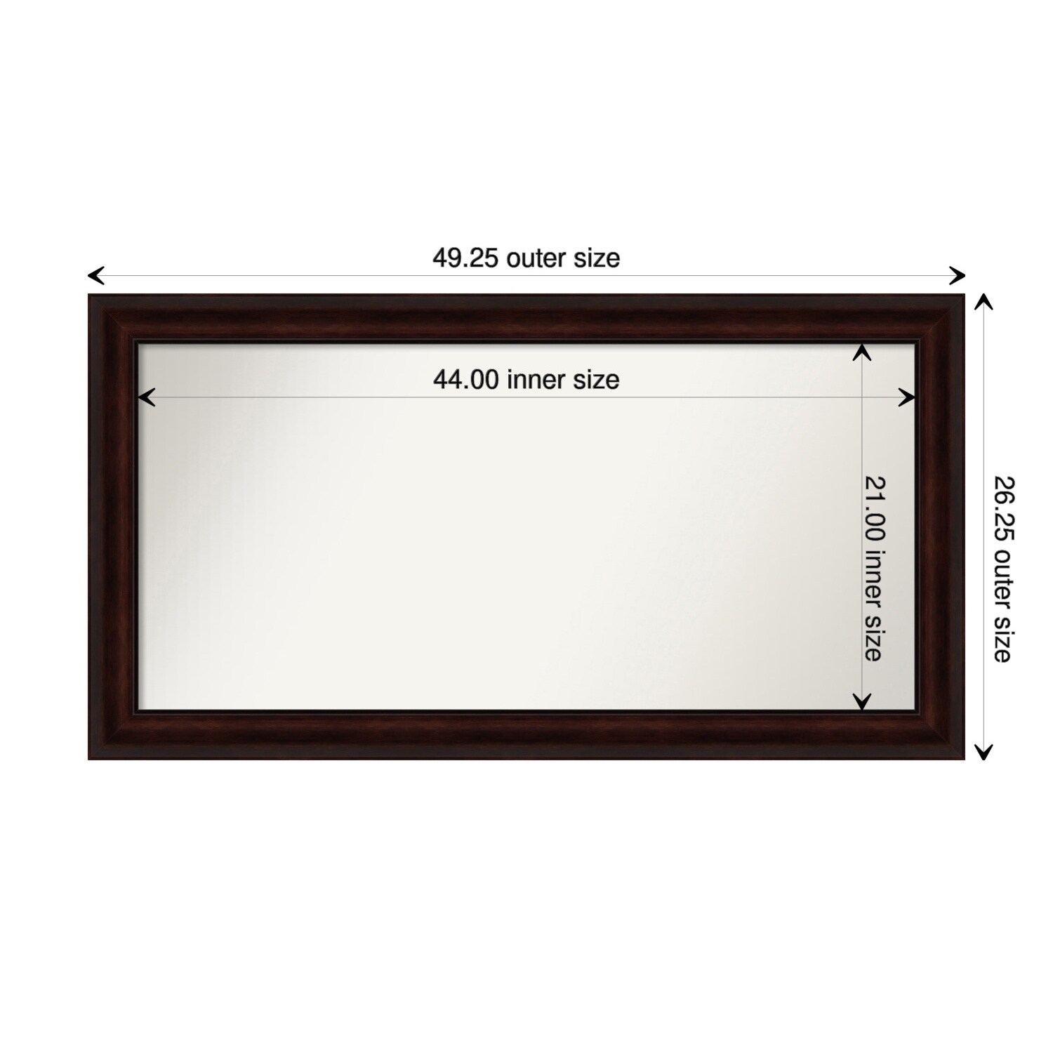 Coffee Bean Brown Framed Non-Beveled Custom Wall Mirror, Bathroom Vanity Mirror
