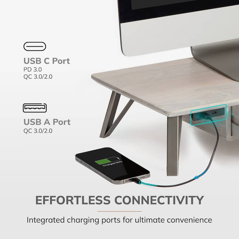 Jani Wood Monitor Stand Riser Desk - Ergonomic Design Stand, Desktop Organizer Table for Home, Office Workspace, Gaming Desk