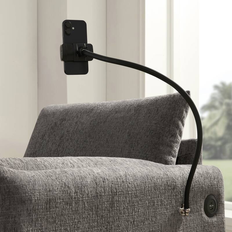 38" Chenille Storage Sofa with Ottoman - Features USB Charger, Phone Holder & Side Pockets for Living Room