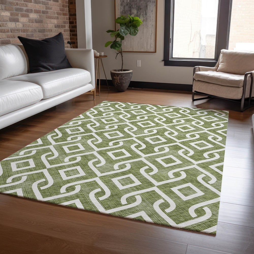 Machine Washable Indoor/ Outdoor Chantille Modern Trellis Rug