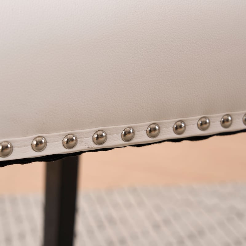 Faux Leather Dining Chair With Elegant Nailhead Accents, Diamond-Button Tufted Back (Set of 2).