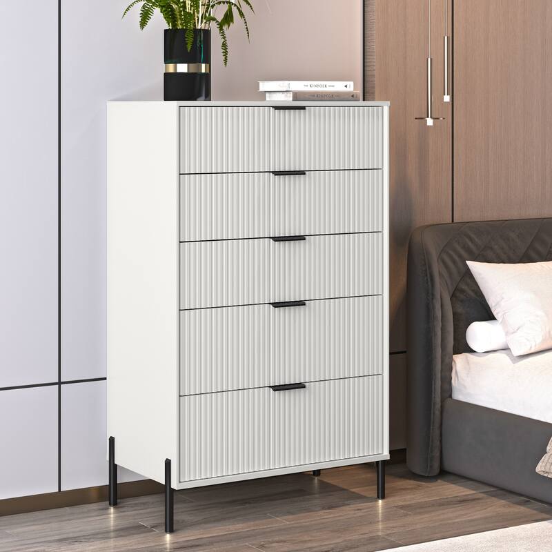 Modern 30" 5-Drawer Chest with Metal Handles