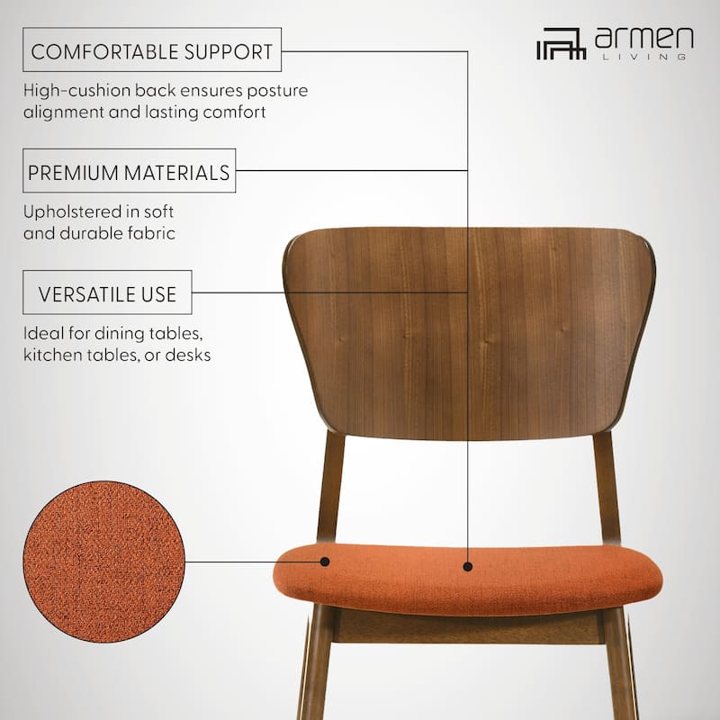 Kalia Mid-Century Modern Upholstered Wood Dining Chairs - Set of 2