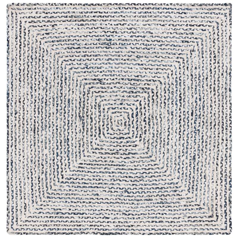 SAFAVIEH Handmade Braided Tadako Cotton Rug - 4' Square - Black/Navy