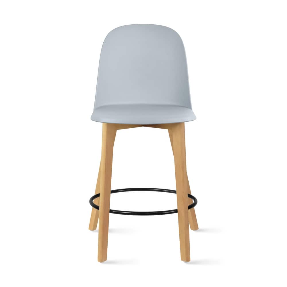 Farmhouse Plastic Round Bar Counter Stool Height High Chair Natural Solid Wood Kitchen Dining Patio Modern, Single, Set of 1