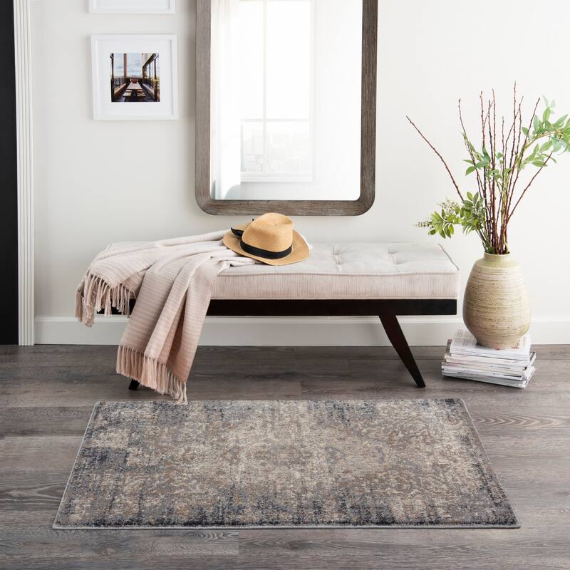 Moroccan Celebration Geometric Medallion Area Rug - 2' 2" x 3' 9" - Grey/Slate