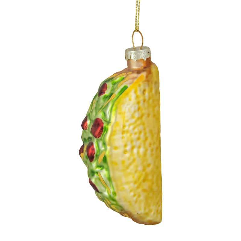 Taco Glass Christmas Ornament - 3.5" - Yellow