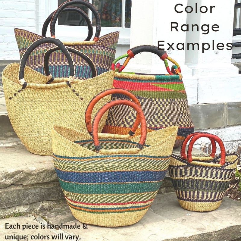 Handmade Bolga Shopper Tote Basket, 14-inch