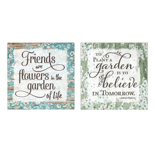 Shop Set Of 2 Green And White Inspirational Quotes Printed Garden