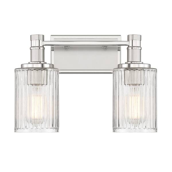 slide 2 of 9, Savoy House 8-1102-2 Concord 2 Light 15" Wide Vanity Light Metallic Silver with Polished Nickel