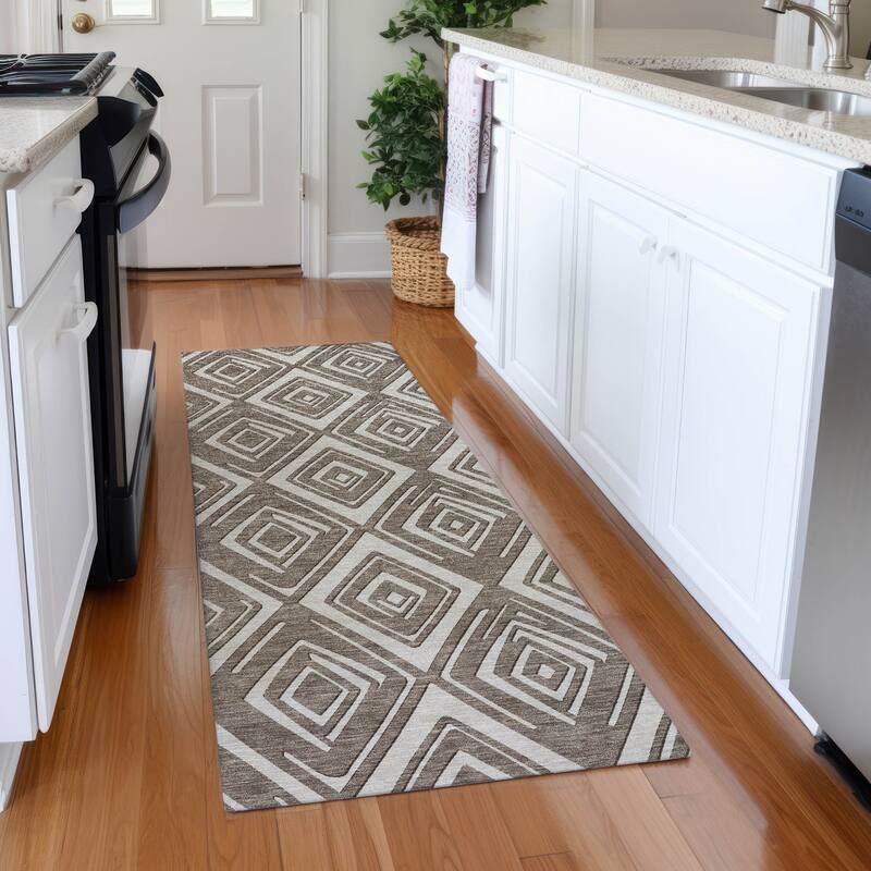 Premium Washable Super Soft Diamond Cascade Mayfield Rug - Taupe - 2'3" x 7'6"