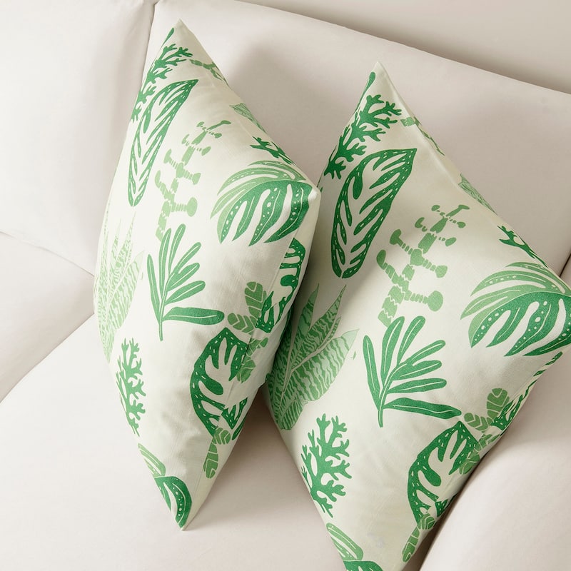 Exclusive Fabrics Printed Cotton Throw Pillow Covers 18 X 18 - Textured Decorative Pillow Covers (Set of 2)