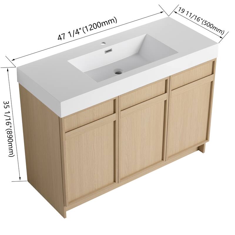 Double Sink Bathroom Vanity with Resin Basin, Soft-Closing Doors, Adjustable Shelves, Scratch