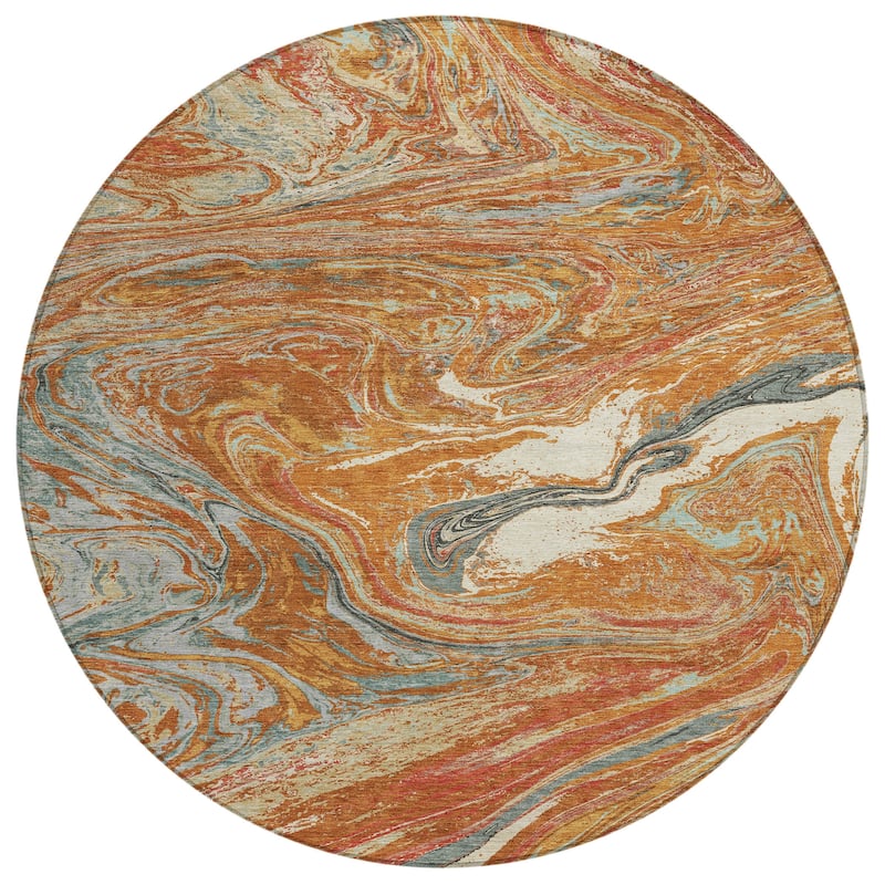 Machine Washable Indoor/ Outdoor Abstract Brushstroke Chantille Rug