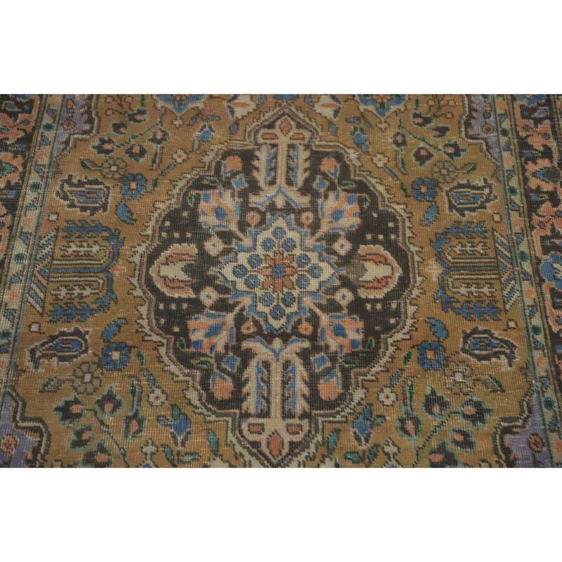 Hand Knotted Oriental 100% Wool Carpet Traditional Medallion Oranges & Rust Tabriz Area Rug - 5' 2'' X 3' 3''