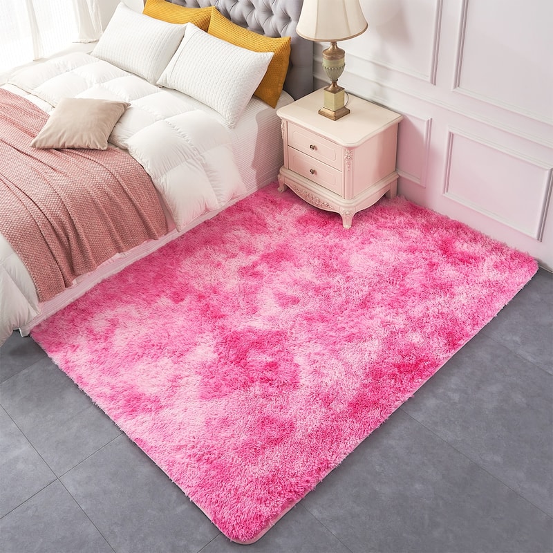 Fluffy Shag Rugs for Living Room Large Carpet Plush Area Rugs for Bedroom - 4' x 6' - Pink