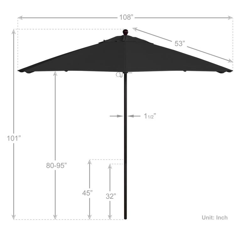 California Umbrella 9' Rd. Aluminum Frame, Fiberglass Rib Market Umbrella, Push Open, Bronze Finish, Pacifica Fabric