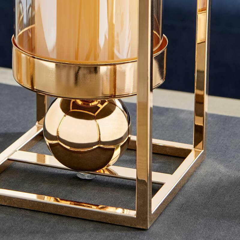 Danya B. Luna Warm Gold Tinted Glass Large Hurricane Candle Holder