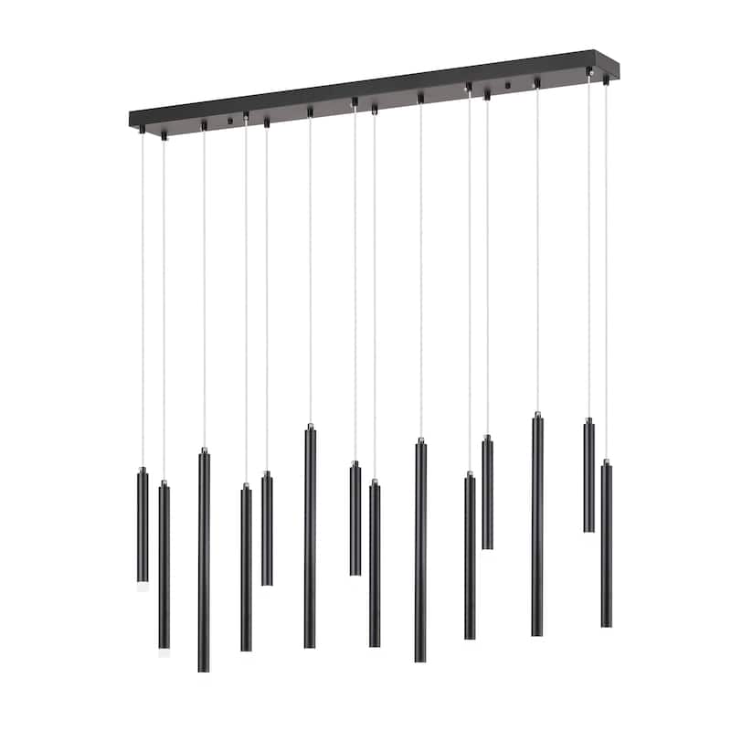 14 Light Linear LED Integrated in Black or Gold Cluster Chandelier, Luxury Kitchen Island Dining Room Pendant