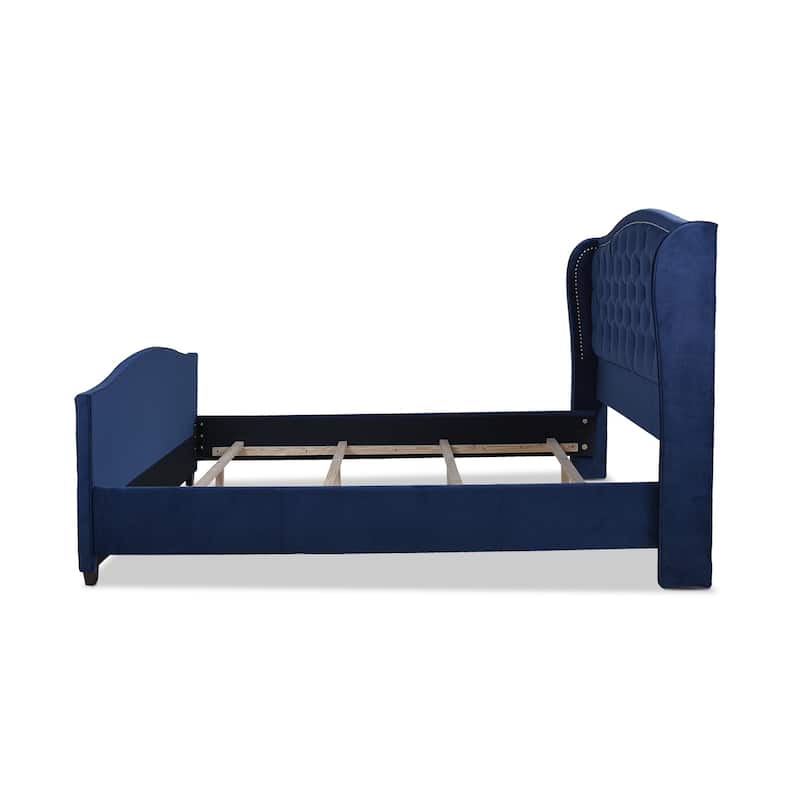 Athens Upholstered Nailhead Tufted Wingback Panel Bed