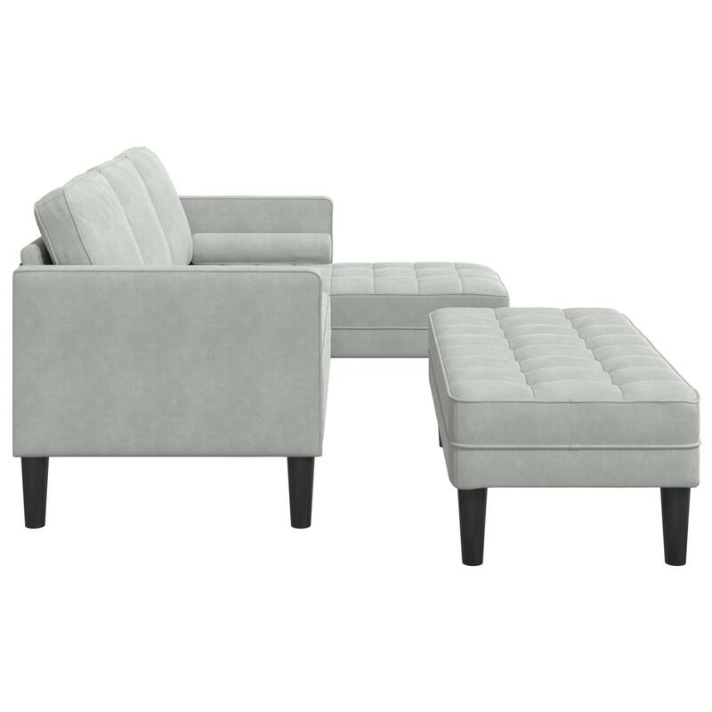 vidaXL Garden Sofa L-Shaped Black/Dark Grey/Light Grey Velvet - 68.1 x 51.6 x 26.4
