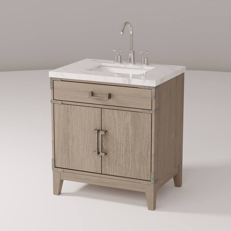 Laurel Bath Vanity Carrara Marble Top, Sink and Faucet